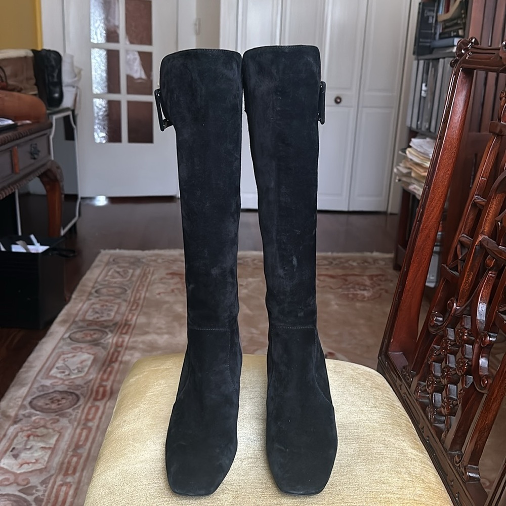 Roger Vivier Two Tone Black Brown Knee High Pull On Boots Size 39.5 US 9 - Picture 8 of 16